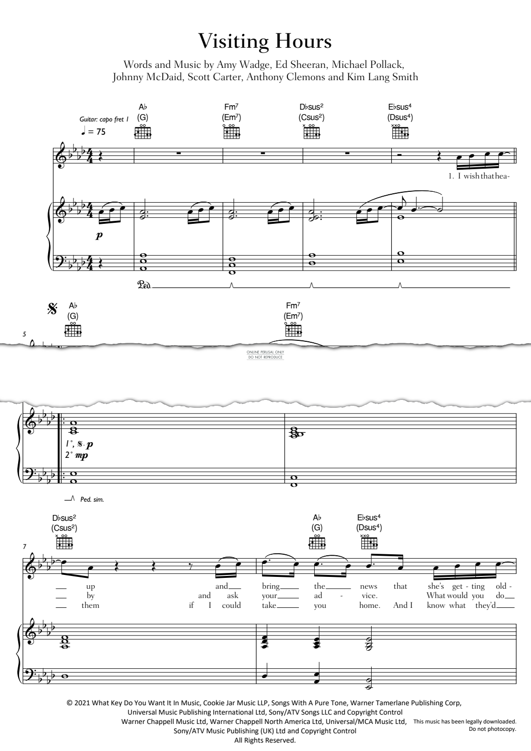 Produktgalerie: Seite 1 von 1 Visiting Hours, Ed Sheeran, Gesang, Gitarre, Klavier