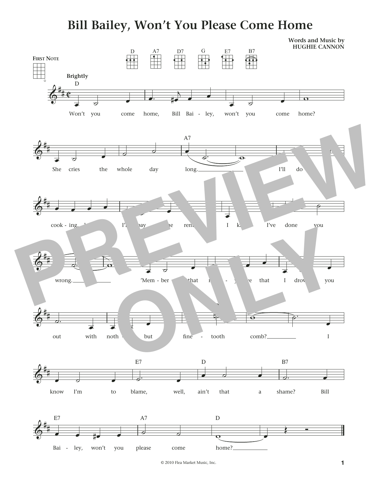 Product gallery: Page 1 of 1 Bill Bailey, Won't You Please Come Home (from The Daily Ukulele) (arr. Liz and Jim Beloff), Hughie Cannon