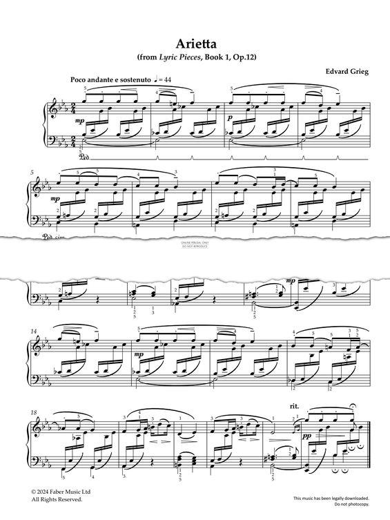 Produktbild zu: Arietta (Lyric Pieces, Book 1, Op. 12)