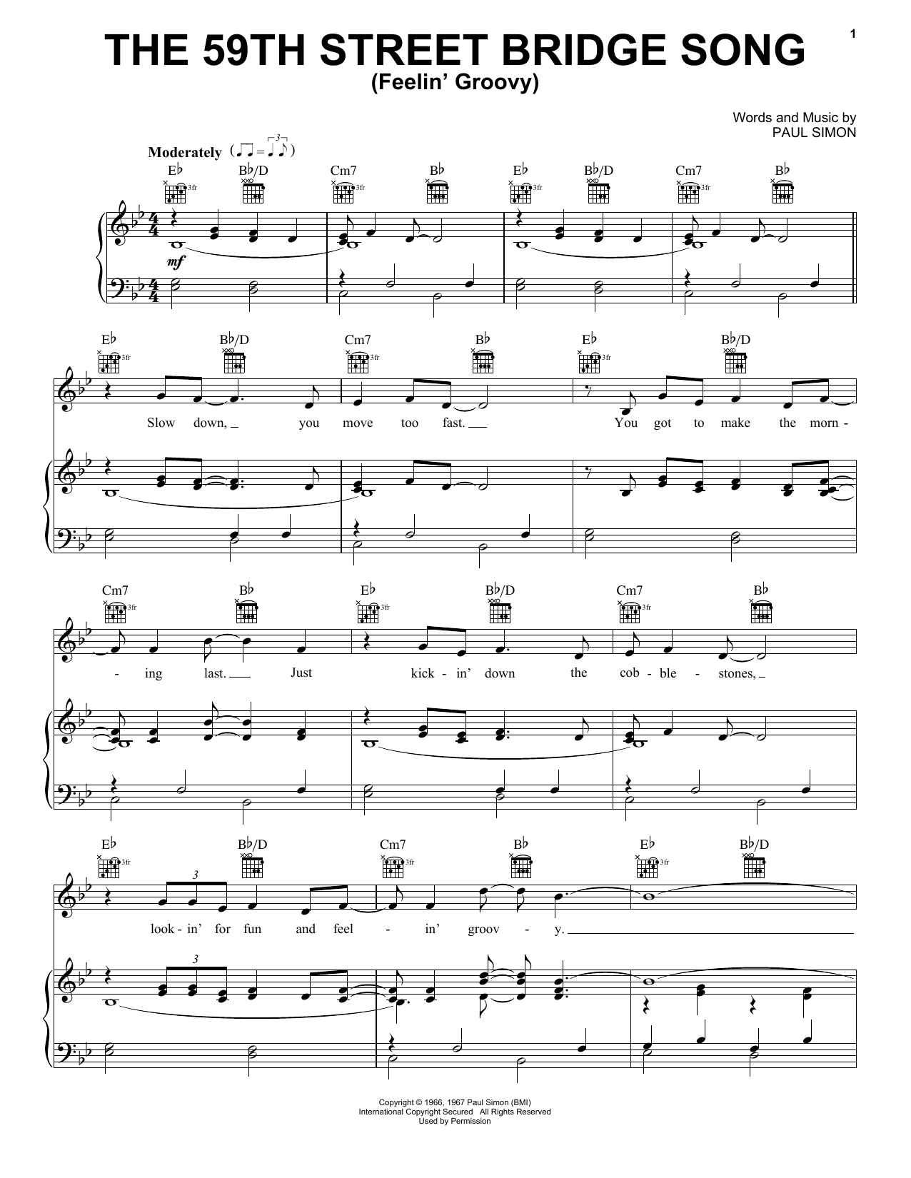Produktgalerie: Seite 1 von 1 The 59th Street Bridge Song (Feelin' Groovy), Simon & Garfunkel, Gesang, Gitarre, Klavier