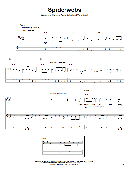 Produktgalerie: Seite 1 von 1 Spiderwebs, No Doubt, E-Bass