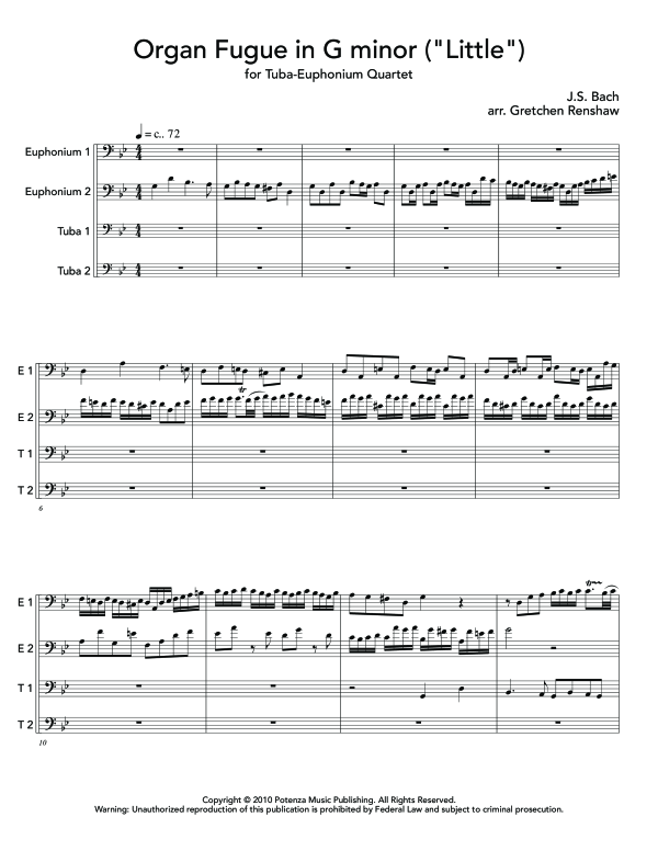 Product gallery: Page 1 of 11 Organ Fugue in G Minor (Little Fugue), , (Tuba Quartett EETT)