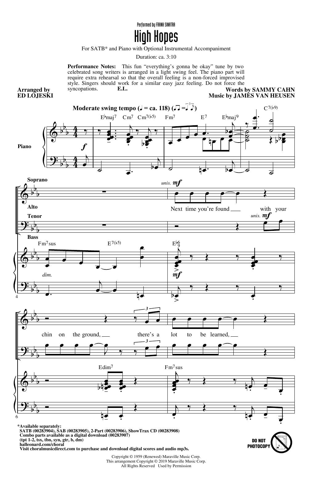 Produktbild zu: High Hopes (arr. Ed Lojeski)