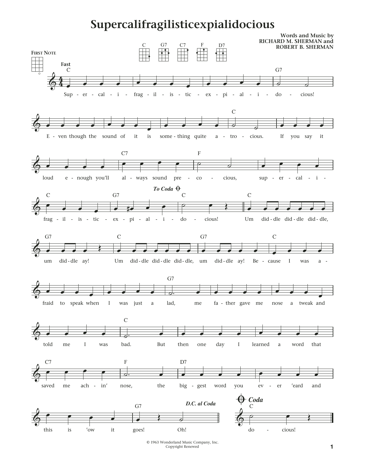 Product gallery: Page 1 of 1 Supercalifragilisticexpialidocious (from The Daily Ukulele) (arr. Liz and Jim Beloff), Julie Andrews