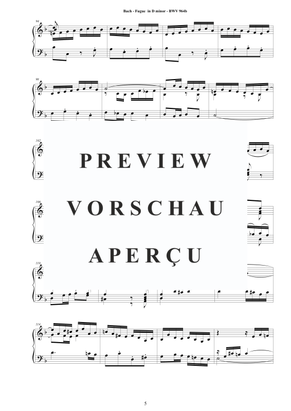 Produktgalerie: Seite 6 von 11 Fuge in D-Moll BWV 964b, , Klavier Solo