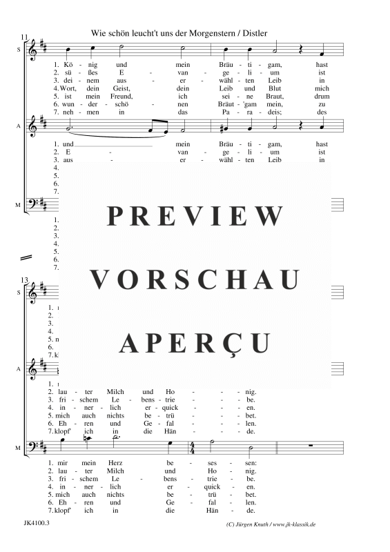 gallery: Wie schön leucht´t uns der Morgenstern (Der Jahrkreis, Op.5 No.11), , Gemischter Chor 3-stimmig SAM