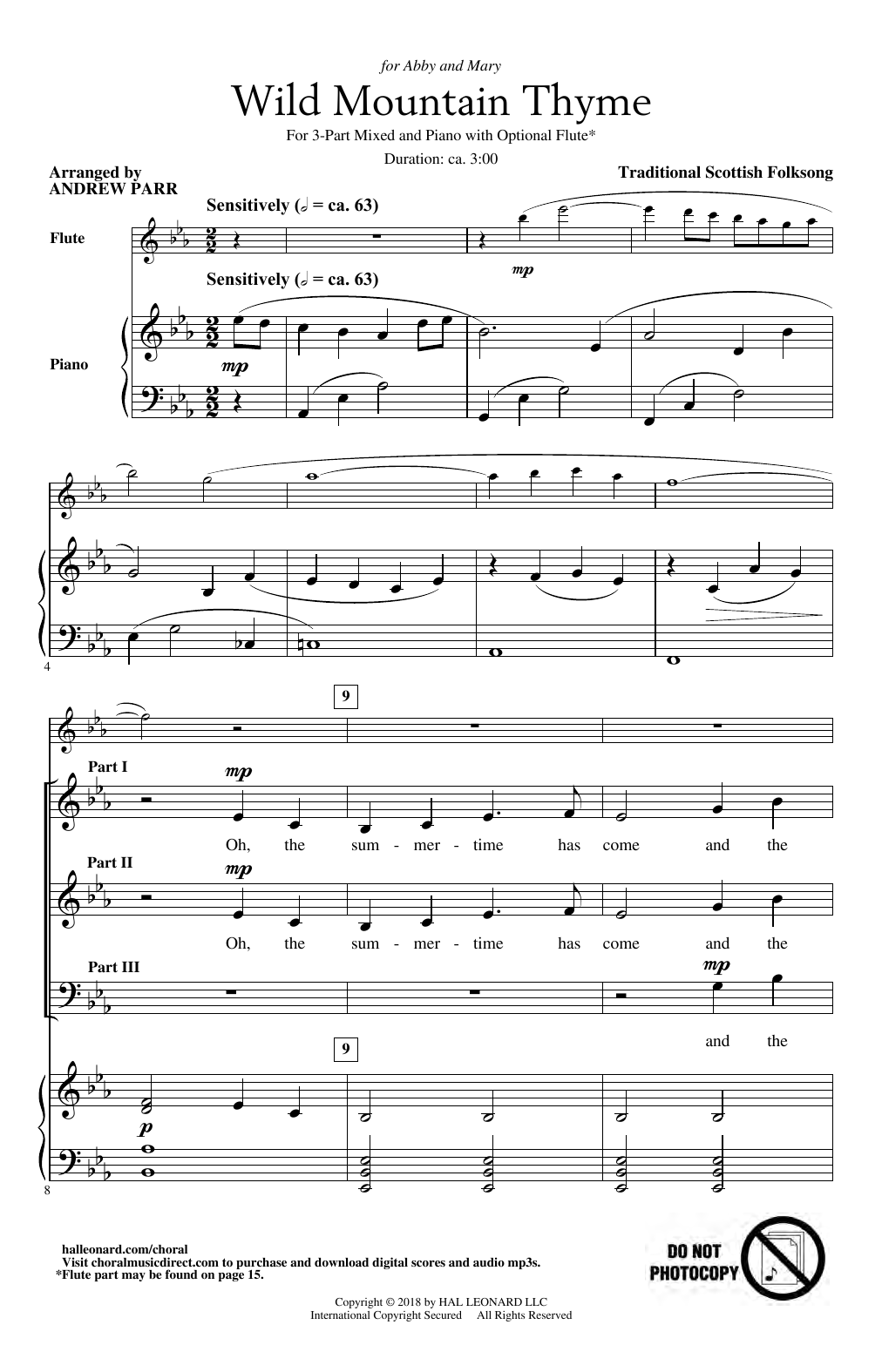 Product picture to: Wild Mountain Thyme (arr. Andrew Parr)