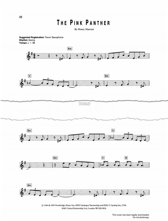 Produktgalerie: Seite 1 von 1 The Pink Panther, Henry Mancini, Keyboard