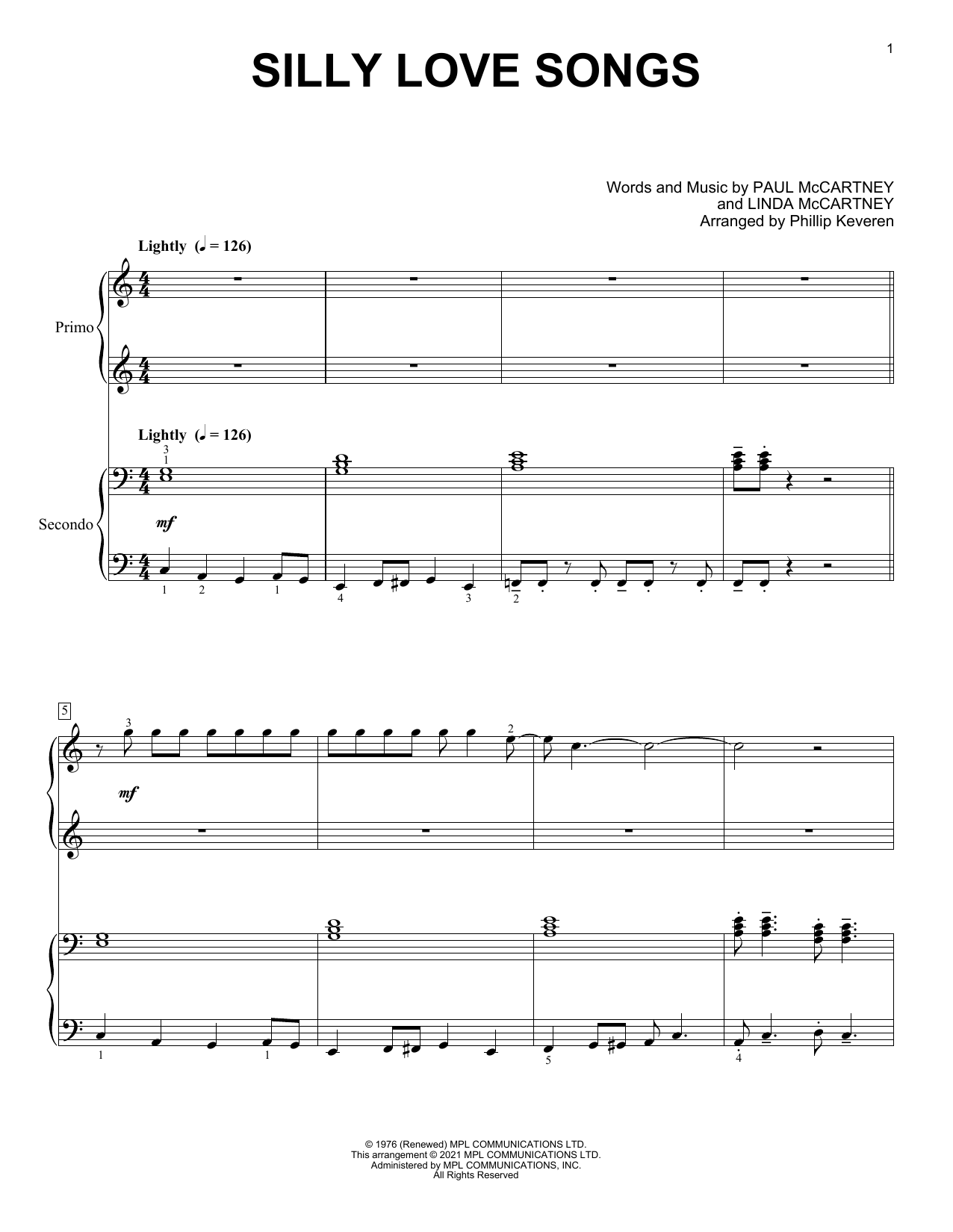 Product picture to: Silly Love Songs (arr. Phillip Keveren)