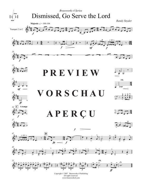 Produktgalerie: Seite 8 von 17 Dismissed, Go Serve the Lord, , (2xTrompete in B, Horn in F, Posaune)