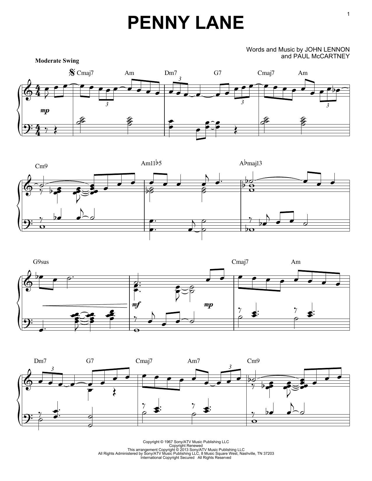 Product picture to: Penny Lane [Jazz version] (arr. Brent Edstrom)