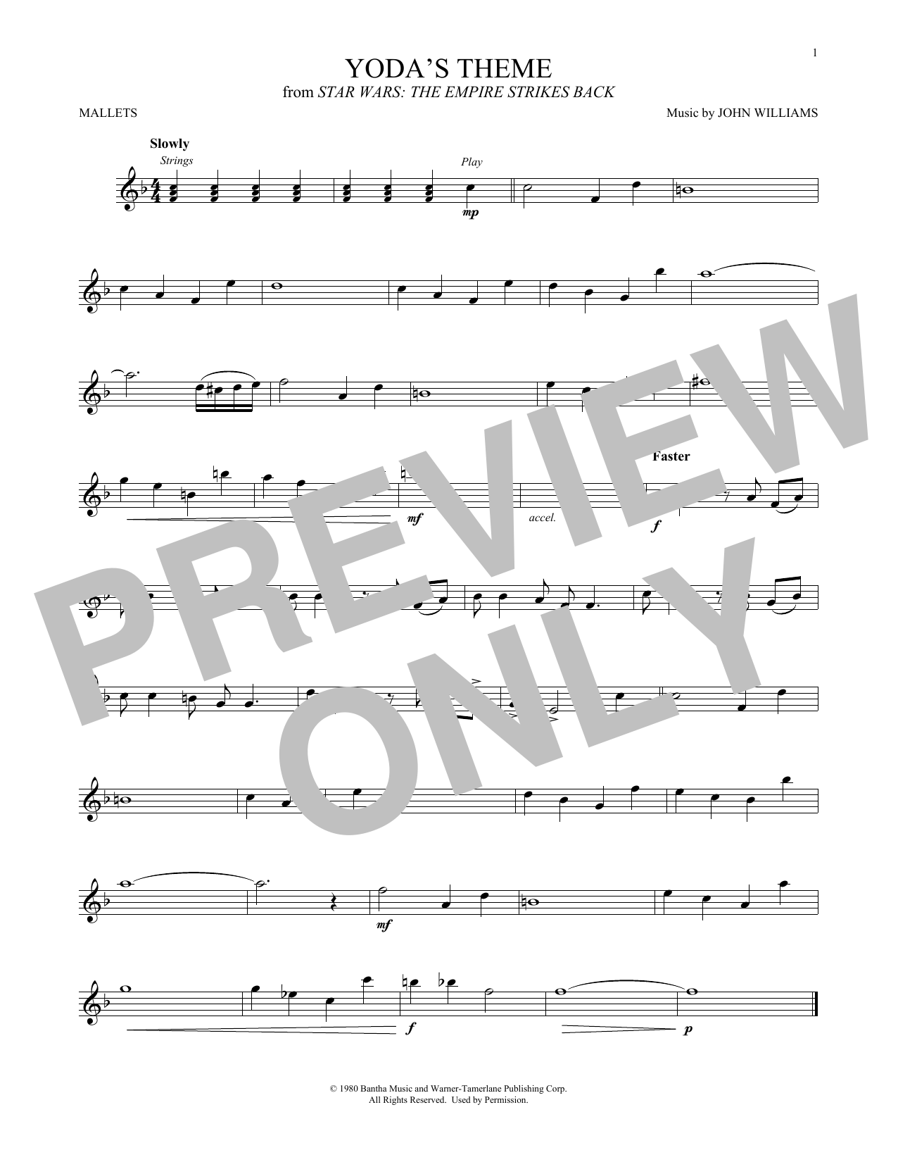 Product gallery: Page 1 of 1 Yoda's Theme (from Star Wars: The Empire Strikes Back), John Williams
