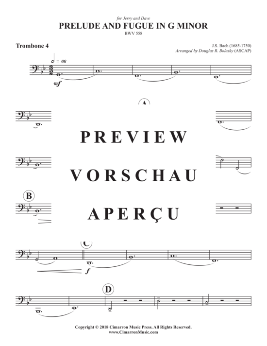 Product gallery: Page 13 of 14 Prelude and Fugue in g minor , , (Trombone Quartet)