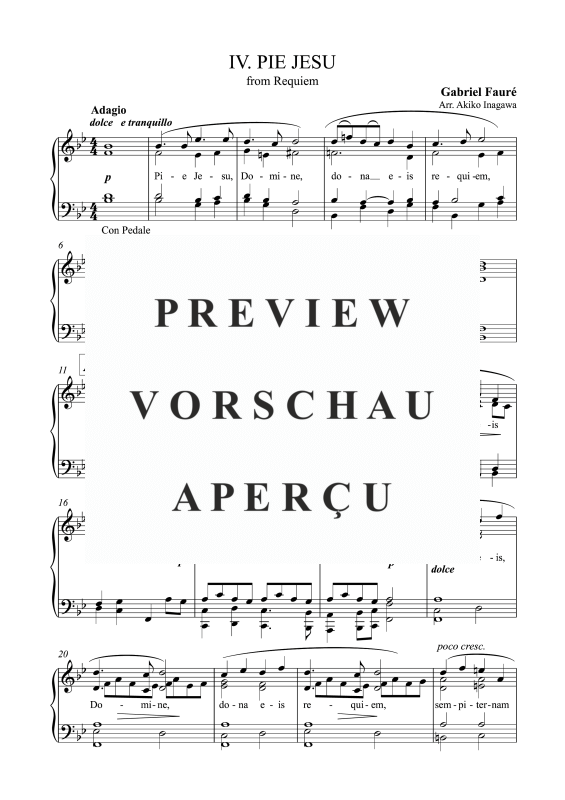 Product gallery: Page 2 of 3 Requiem - IV. Pie Jesu, Inagawa, Akiko, Solo Piano