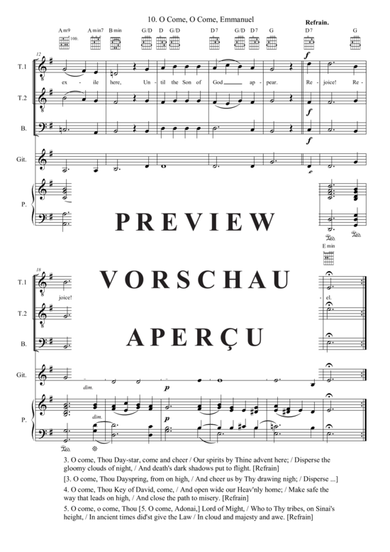 Produktgalerie: Seite 3 von 3 O Come, O Come, Emmanuel , , (Männerchor TTB,Gitarre + Klavier)