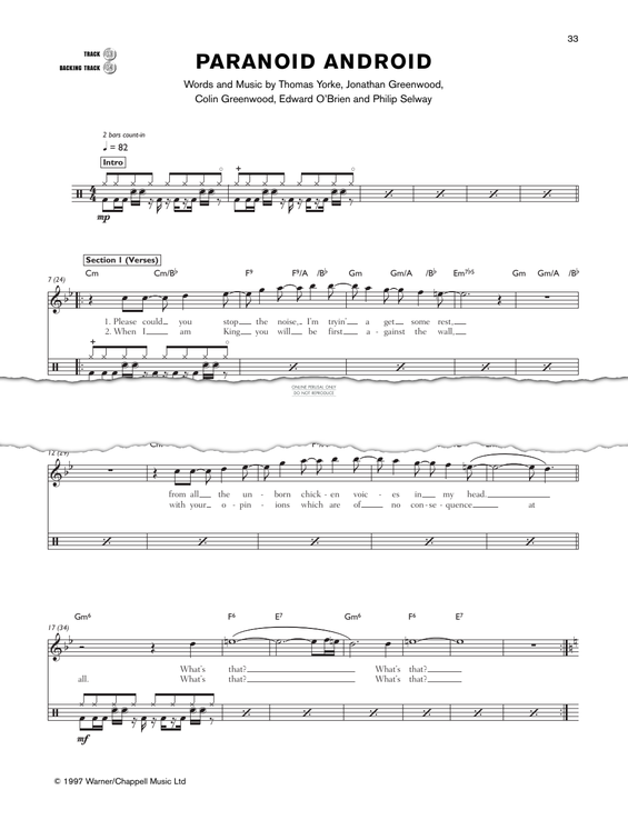 Product gallery: Page 1 of 1 Paranoid Android, Radiohead