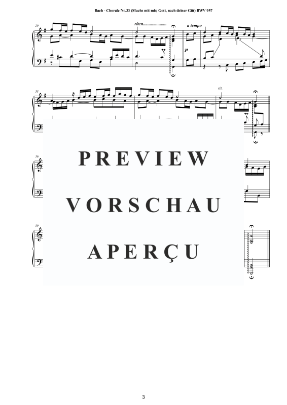 Produktgalerie: Seite 4 von 4 Präludium Choral No.33 in G-Dur (Machs mit mir, Gott, nach deiner Güt) BWV 957, , Klavier Solo