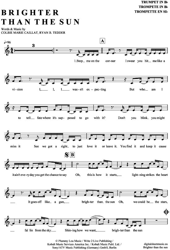 Produktbild zu: Brighter than the sun Colbie Callait