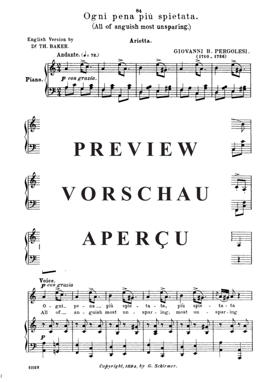Product gallery: Page 2 of 7 Ogni pena più spietata, Parisotti, Alessandro, Medium Voice and Piano