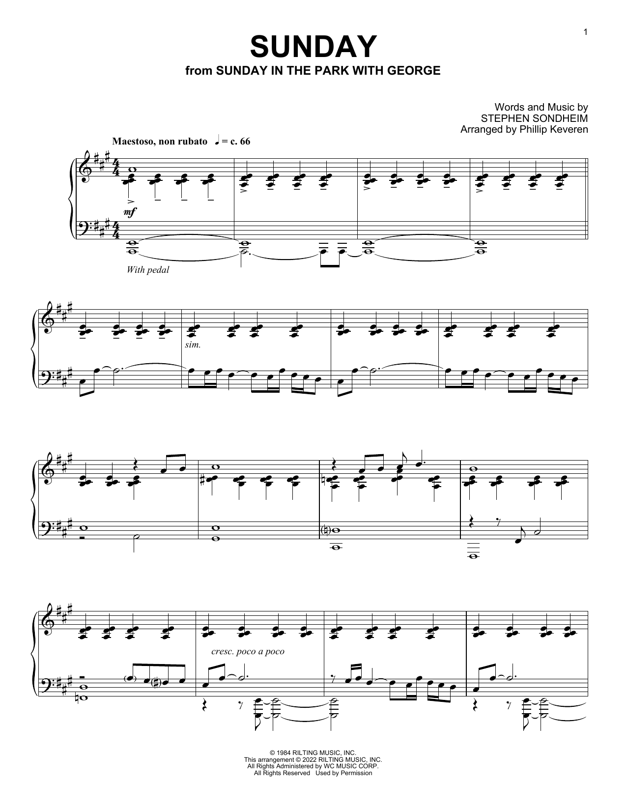 Produktbild zu: Sunday (from Sunday In The Park With George) (arr. Phillip Keveren)