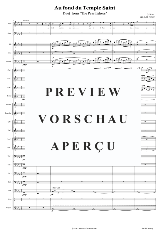 Produktgalerie: Seite 4 von 11 Au fond du temple saint (aus Die Perlenfischer), , Tenor/Bass Solo und Concert Band