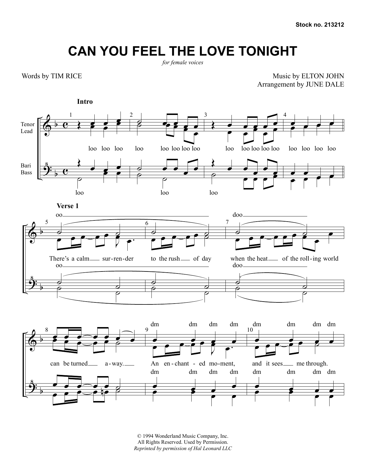 Produktgalerie: Seite 1 von 1 Can You Feel The Love Tonight? (from The Lion King) (arr. June Dale), Elton John, Chor