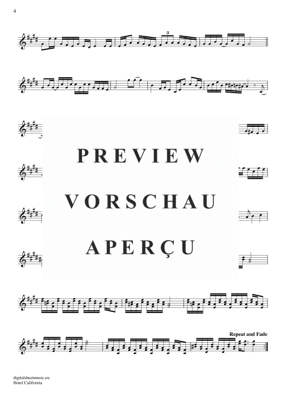 Product gallery: Page 5 of 5 Hotel California, Eagles, The, Clarinet in B-flat