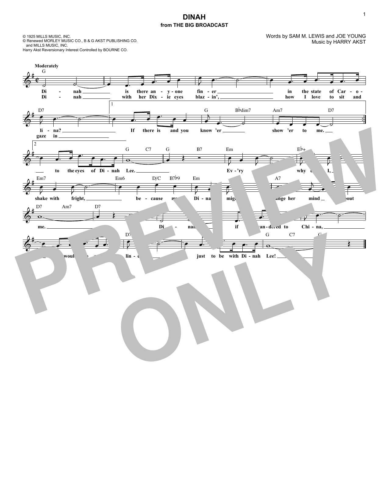 Product gallery: Page 1 of 1 Dinah, Harry Akst