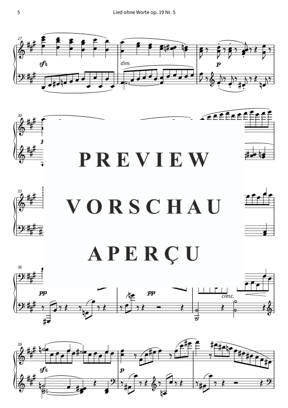 Produktgalerie: Seite 7 von 10 Lied ohne Worte op. 19 Nr. 5, , Klavier Solo
