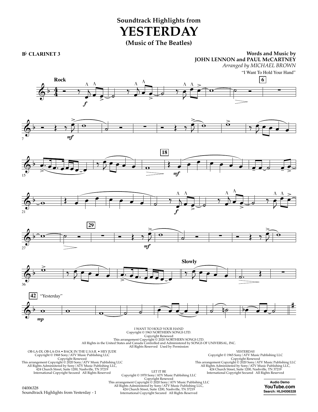 Produktgalerie: Seite 1 von 1 Highlights from Yesterday (Music Of The Beatles) (arr. Michael Brown) - Bb Clarinet 3, The Beatles, Ensemble
