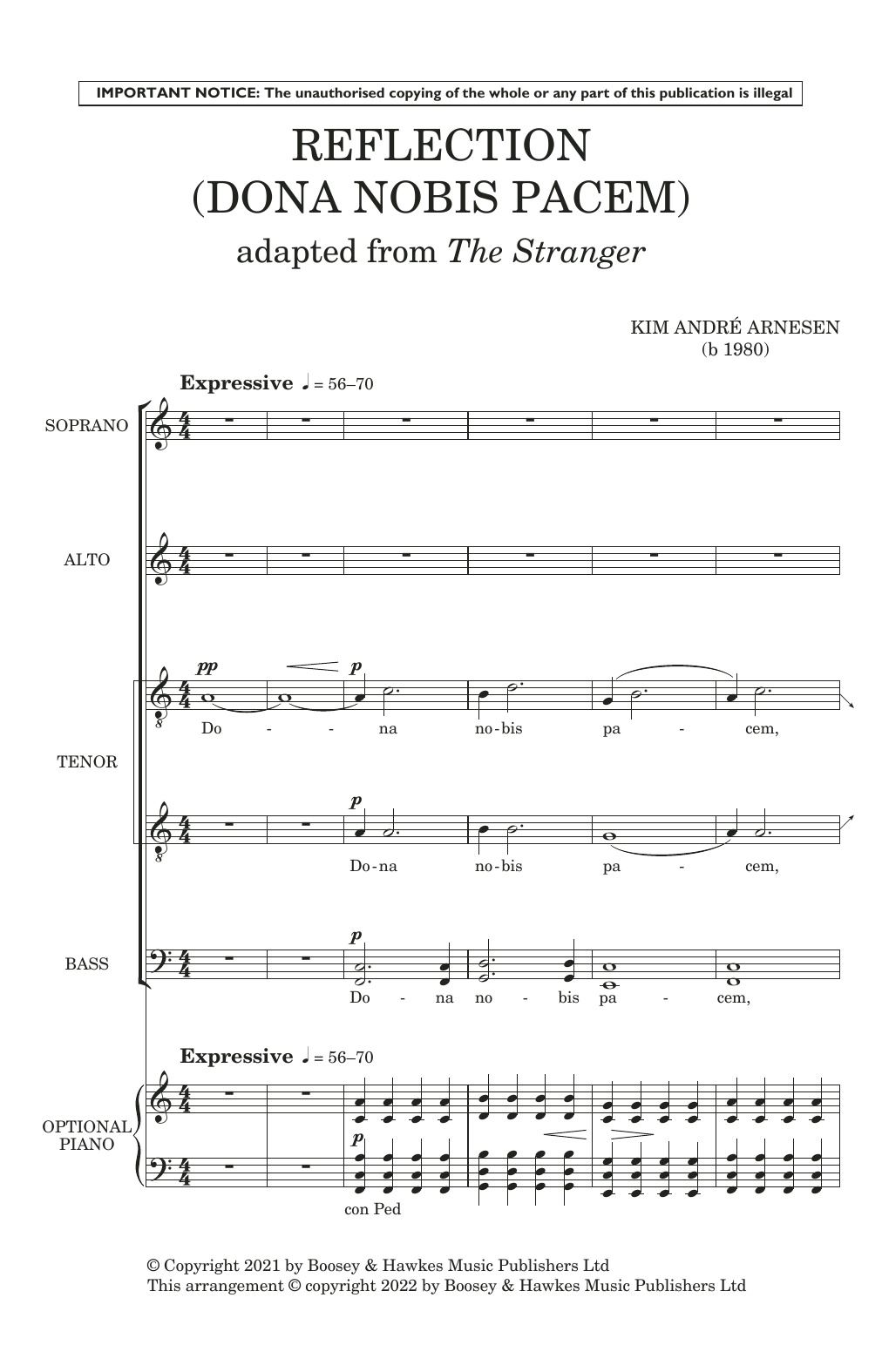 Product picture to: Reflection (Dona Nobis Pacem) (Adapted from The Stranger)