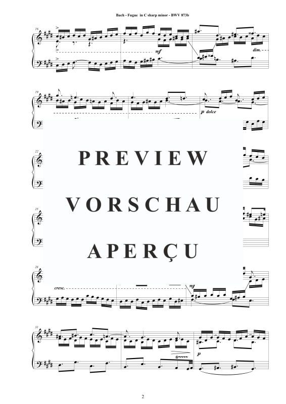 Produktgalerie: Seite 3 von 6 Fuge Cis-Moll BWV 873b, , Klavier Solo