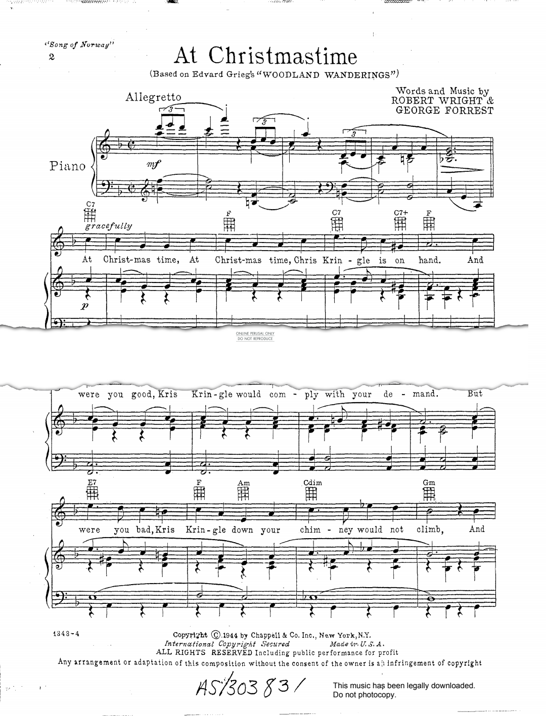 Produktgalerie: Seite 1 von 1 At Christmastime (from 'Song Of Norway'), Edvard Grieg, Gesang, Gitarre, Klavier