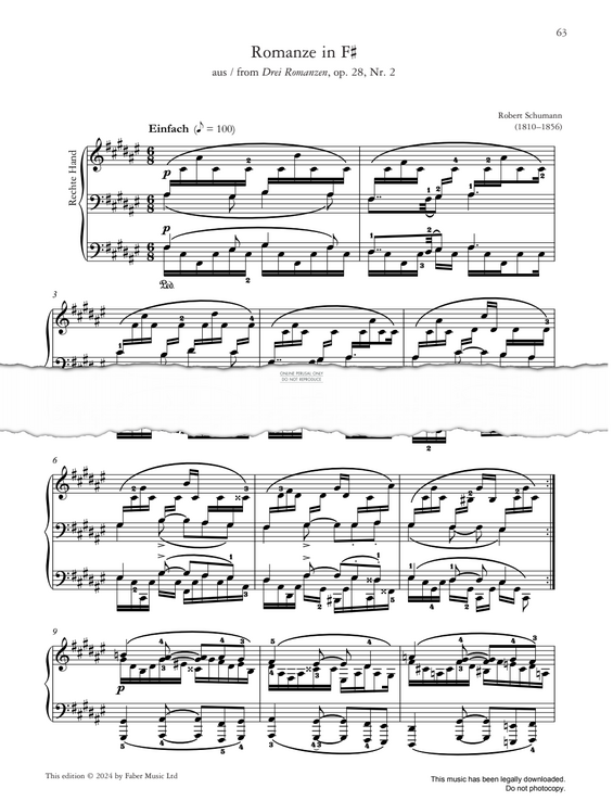 Produktgalerie: Seite 1 von 1 Romanze in F# (No. 2 from Drei Romanzen, Op. 28), Robert Schumann, Klavier