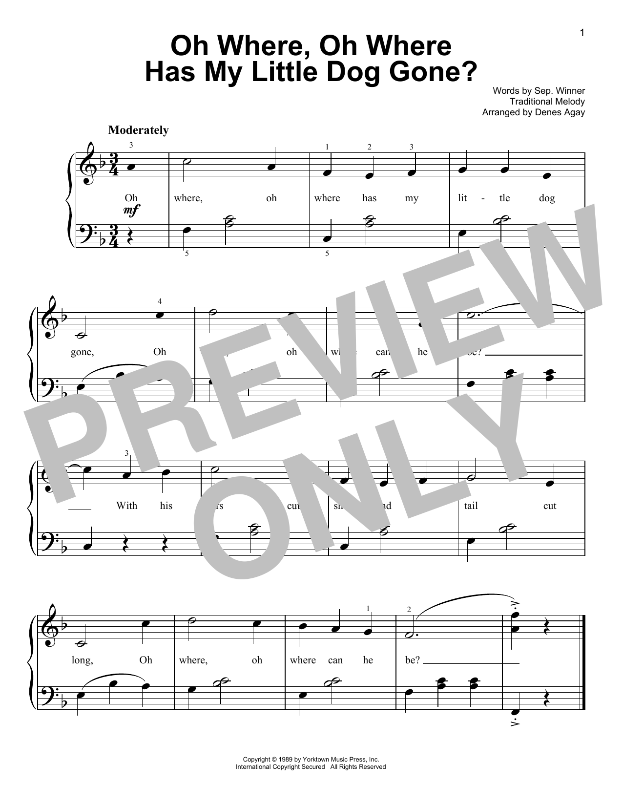 Produktbild zu: Oh Where, Oh Where Has My Little Dog Gone (arr. Denes Agay)