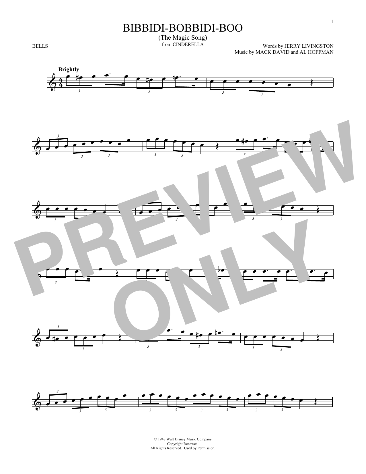 Produktgalerie: Seite 1 von 1 Bibbidi-Bobbidi-Boo (The Magic Song) (from Cinderella), Verna Felton, Percussion