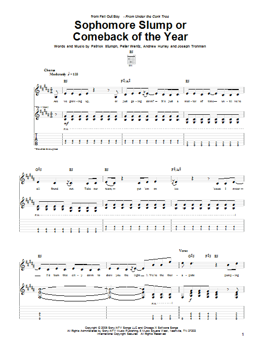 Produktgalerie: Seite 1 von 1 Sophomore Slump Or Comeback Of The Year, Fall Out Boy, Gitarre