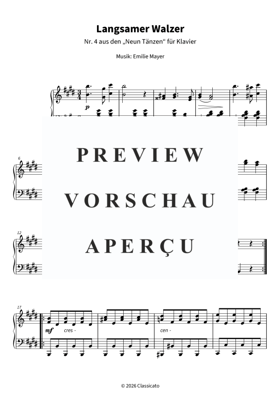 Produktgalerie: Seite 5 von 6 Langsamer Walzer - Nr. 4 aus den Neun Tänzen für Klavier, , Klavier Solo