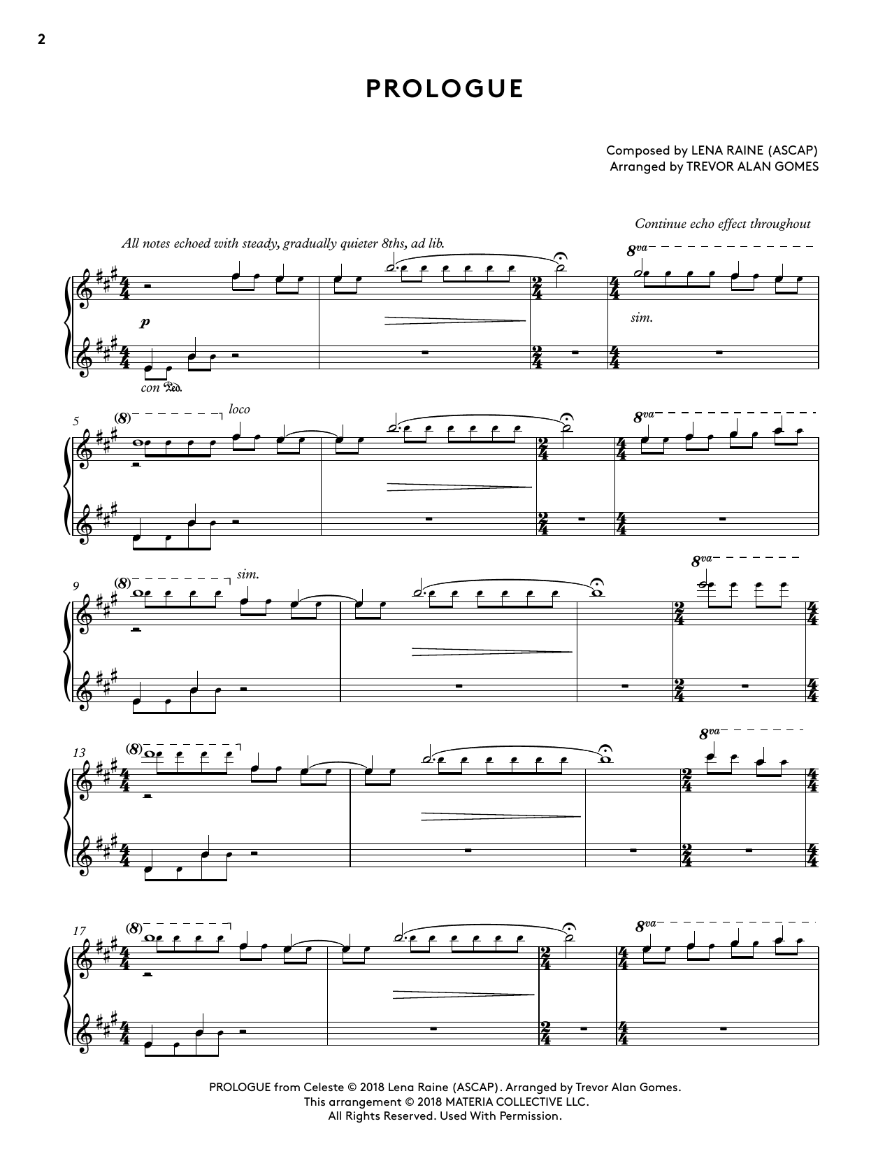 Product gallery: Page 1 of 1 Prologue (from Celeste Piano Collections) (arr. Trevor Alan Gomes), 