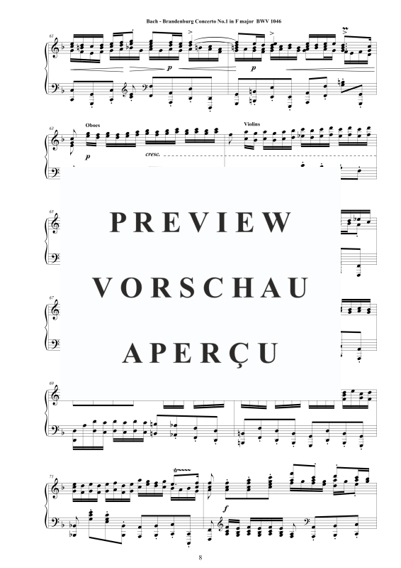 Product gallery: Page 9 of 11 Brandenburg Concerto No. 1 in F major BWV 1046, , Solo Piano