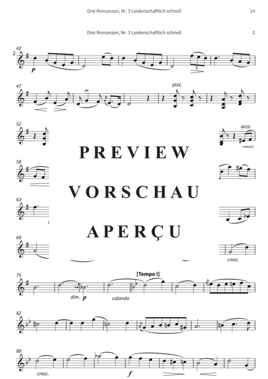 gallery: Drei Romanzen, Nr. 3 Leidenschaftlich schnell - op. 22 III, Joseph Joachim freundschaftlichst gewidmet , , (Violine + Klavier)