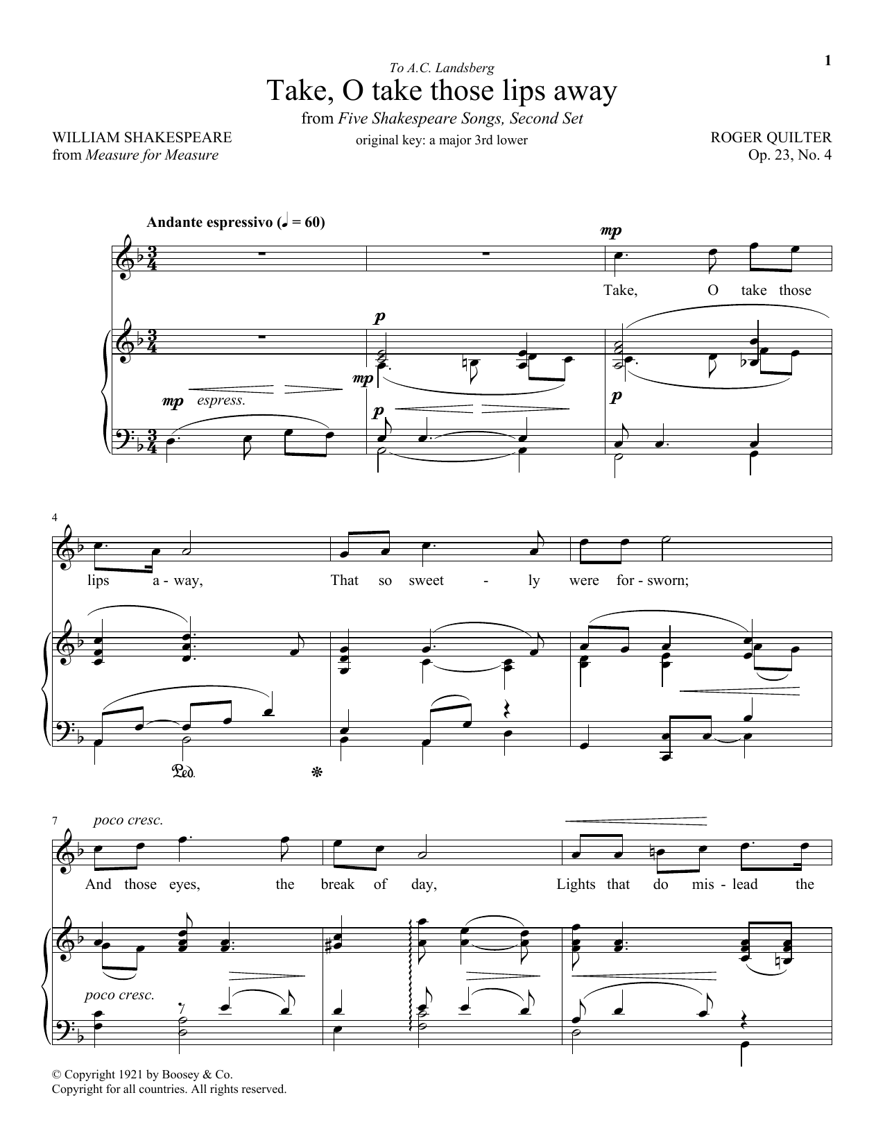 Product picture to: Take, O Take Those Lips Away, Op. 23, No. 4