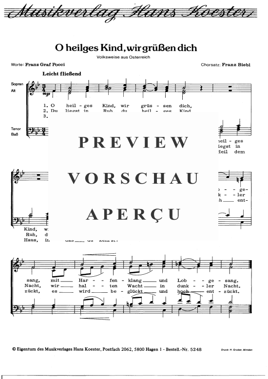 Product picture to: O heilges Kind, wir grüßen dich Weihnachtslied (bearb. Franz Biebl)