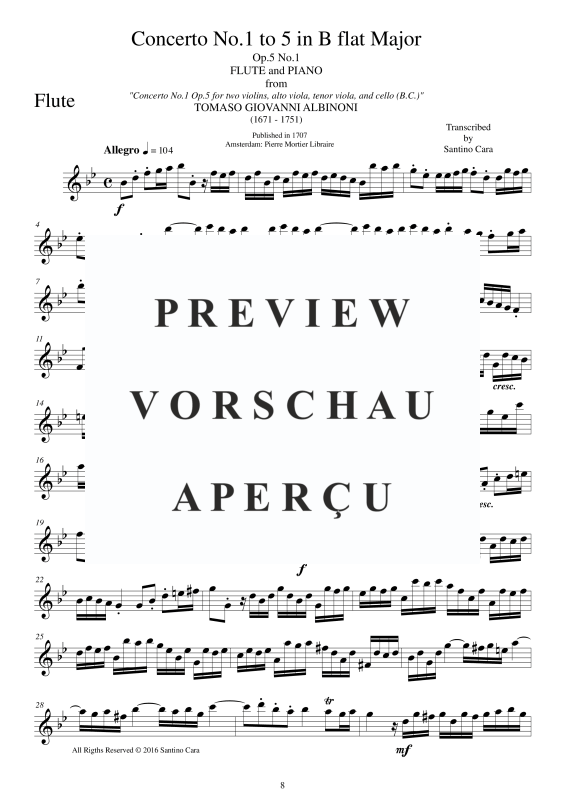 Produktgalerie: Seite 9 von 11 Flute Concerto No.1 in B-Dur Op.5, , Querflöte Solo und Klavier/Cembalo