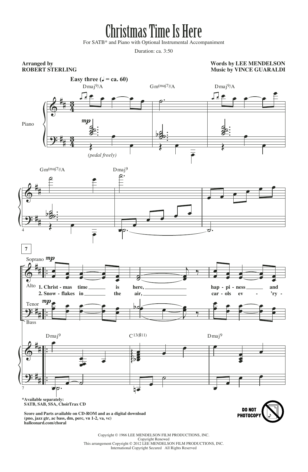 Product picture to: Christmas Time Is Here (arr. Robert Sterling)
