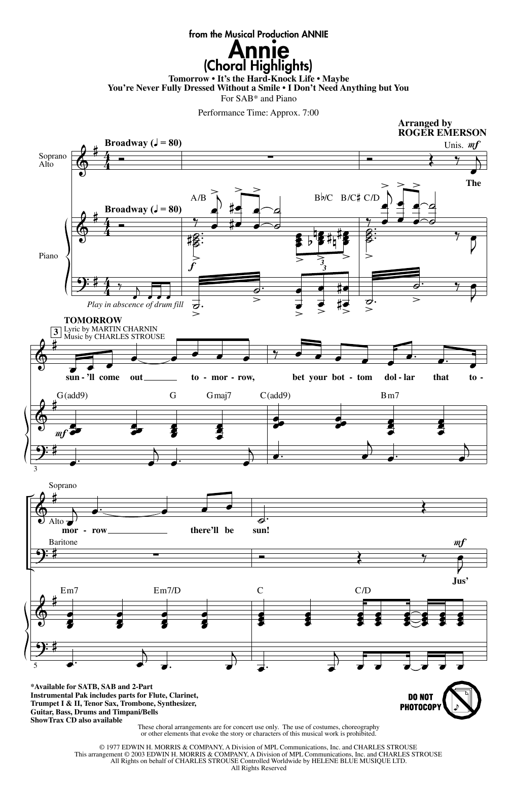 Produktbild zu: Annie (Choral Highlights) (arr. Roger Emerson)