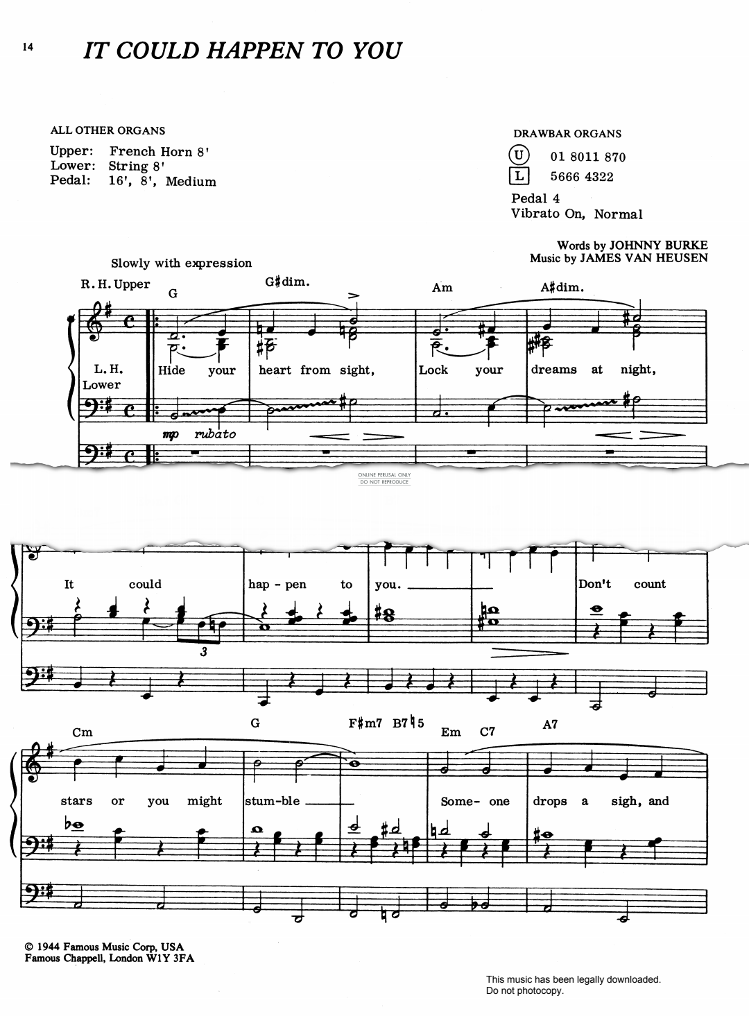 Product gallery: Page 1 of 1 It Could Happen To You (from 'And The Angels Sing'), James Van Heusen