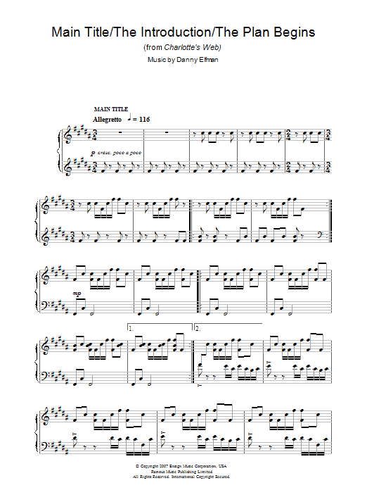Product gallery: Page 1 of 1 Main Title/The Introduction/The Plan Begins (from Charlotte's Web), Danny Elfman