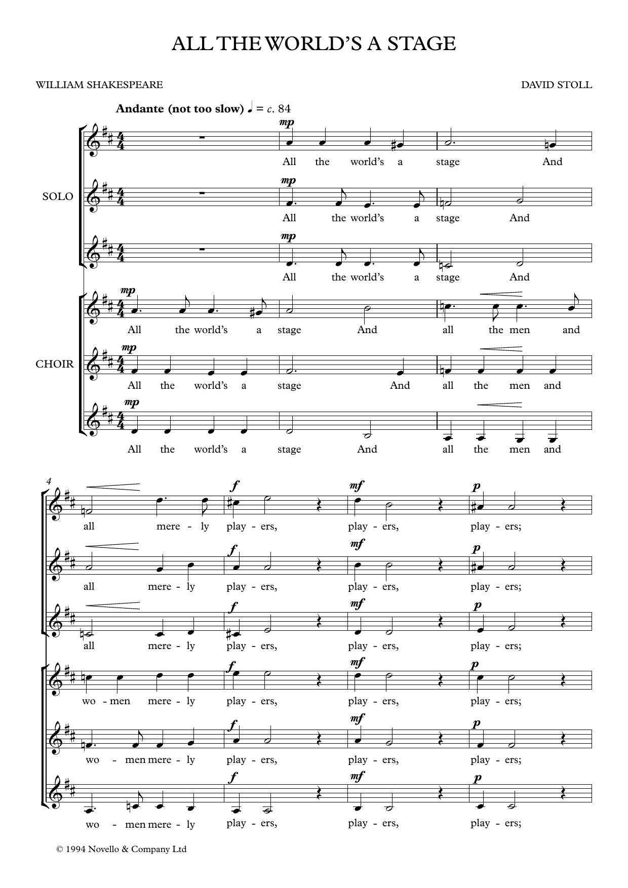 Produktgalerie: Seite 1 von 1 All The World's A Stage, David Stoll, Chor