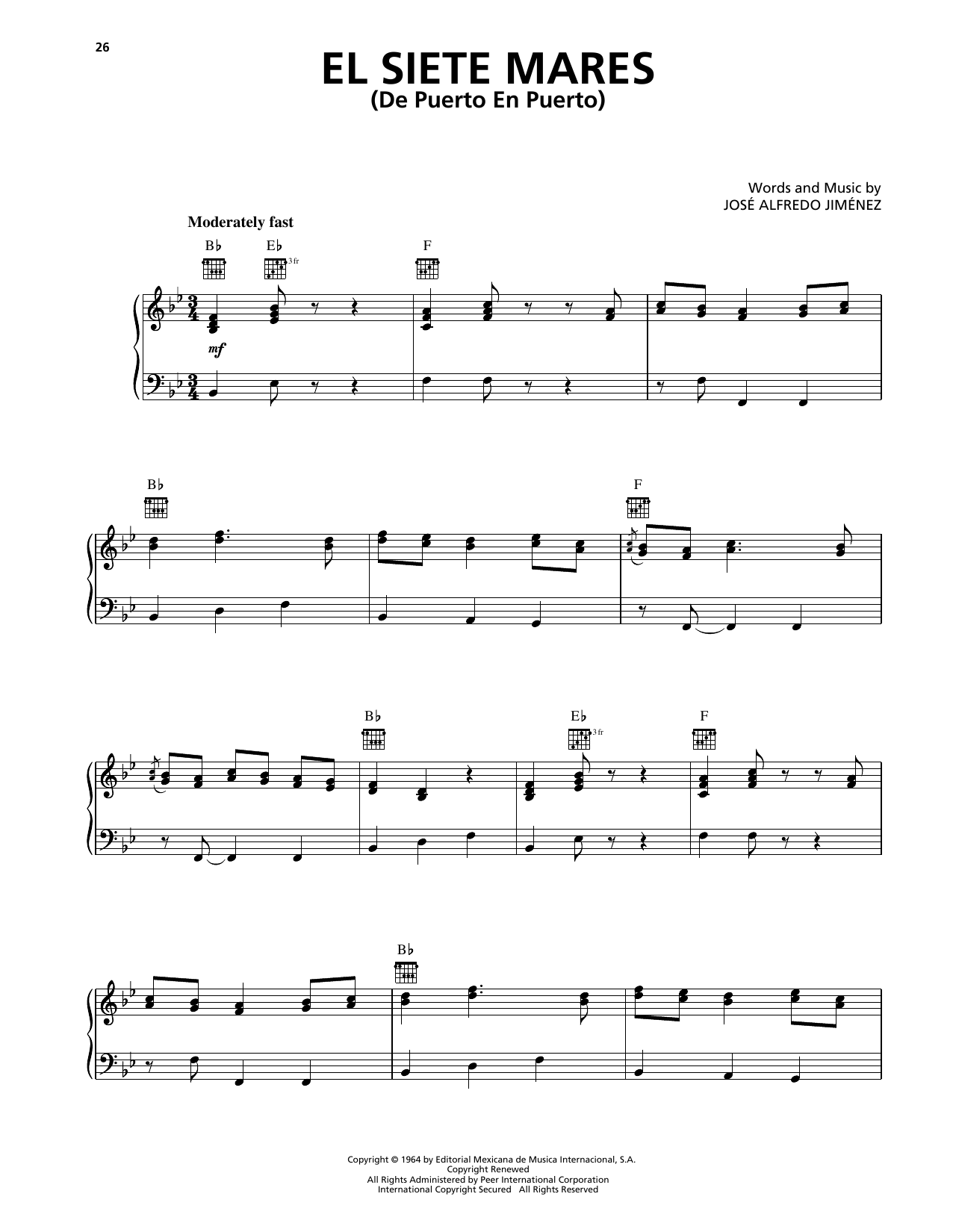 Produktgalerie: Seite 1 von 1 El Siete Mares (De Puerto En Puerto), Jose Alfredo Jimenez, Gesang, Gitarre, Klavier